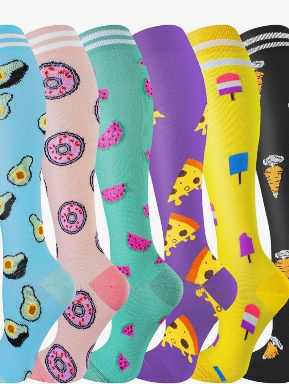 NEW. 6 PR FUN compression Socks.